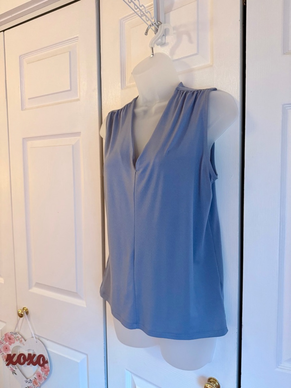 H&M Sleeveless V-Neck blouse in Dusty Blue